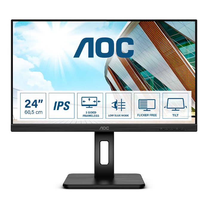 Rnw365 Monitor AOC 24P2Q 24 Pollici 1920x1080 Full-HD VGA HDMI DP Black