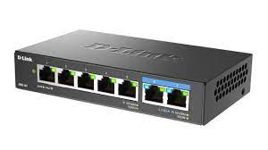 D-LINK UNMANAGED SWITCH 5 x 10/100/1000 + 2 x 2.5GBase-T - desktop. montaggio a parete