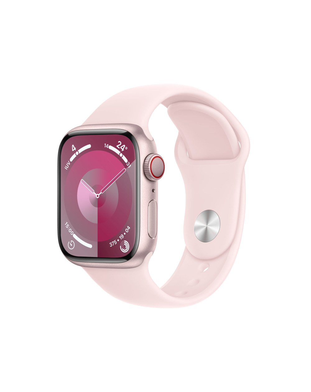 Watch SeriesÂ 9 GPS + Cellular 41mm Pink Aluminium Case with Light Pink Sport Band - S/M