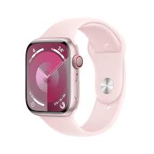Watch SeriesÂ 9 GPS + Cellular 45mm Pink Aluminium Case with Light Pink Sport Band - S/M