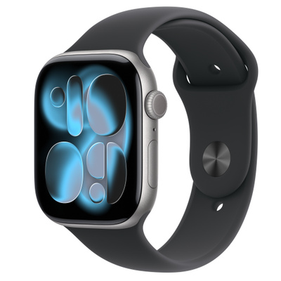 Apple Watch Series 11Â GPSÂ 46mmÂ Space Grey Aluminium Case with Black Sport Band - S/M