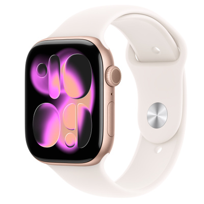 Apple Watch Series 11Â GPSÂ 46mmÂ Rose Gold Aluminium Case with Light Blush Sport Band - S/M
