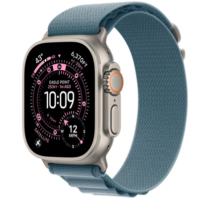 Apple Watch Ultra 3 GPS + Cellular 49mm Natural Titanium Case with Light Blue Alpine Loop - Large