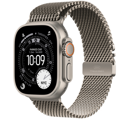 Apple Watch Ultra 3 GPS + Cellular 49mm Natural Titanium Case with Natural Titanium Milanese Loop - Large