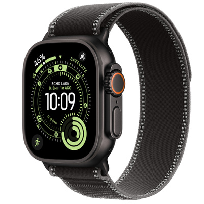 Apple Watch Ultra 3 GPS + Cellular 49mm Black Titanium Case with Black/Charcoal Trail Loop - S/M