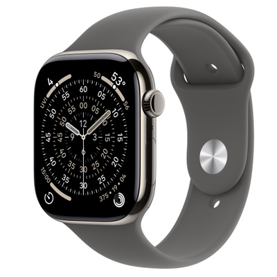 Apple Watch Series 11Â GPS + Cellular 46mmÂ Natural Titanium Case with Stone Grey Sport Band - S/M