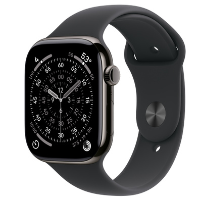Apple Watch Series 11Â GPS + Cellular 46mmÂ Slate Titanium Case with Black Sport Band - M/L